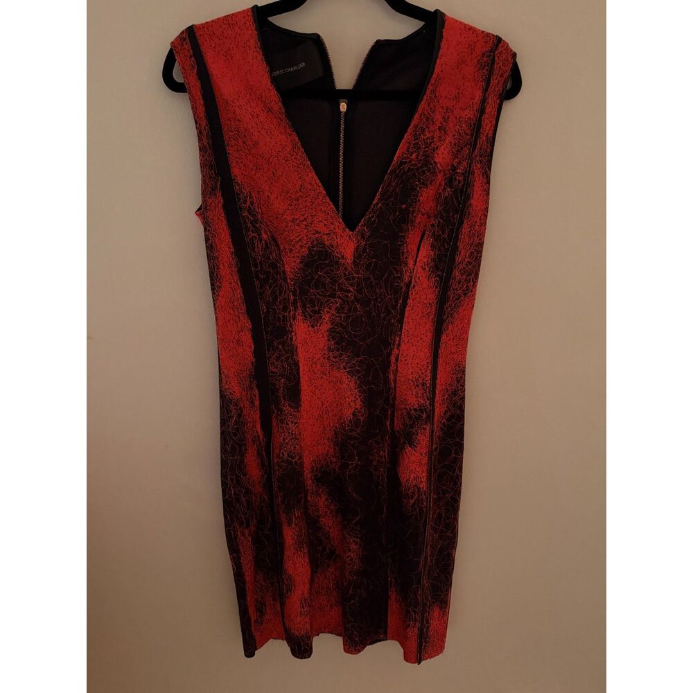 Cédric Charlier Printed Sheath Dress Red Black Size IT 42 (US 8)